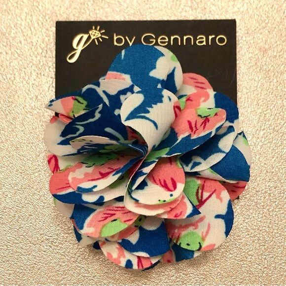 G by Gennaro | Fabric Flower Print Hair Clip  | 2” Diameter - Picture 1 of 3